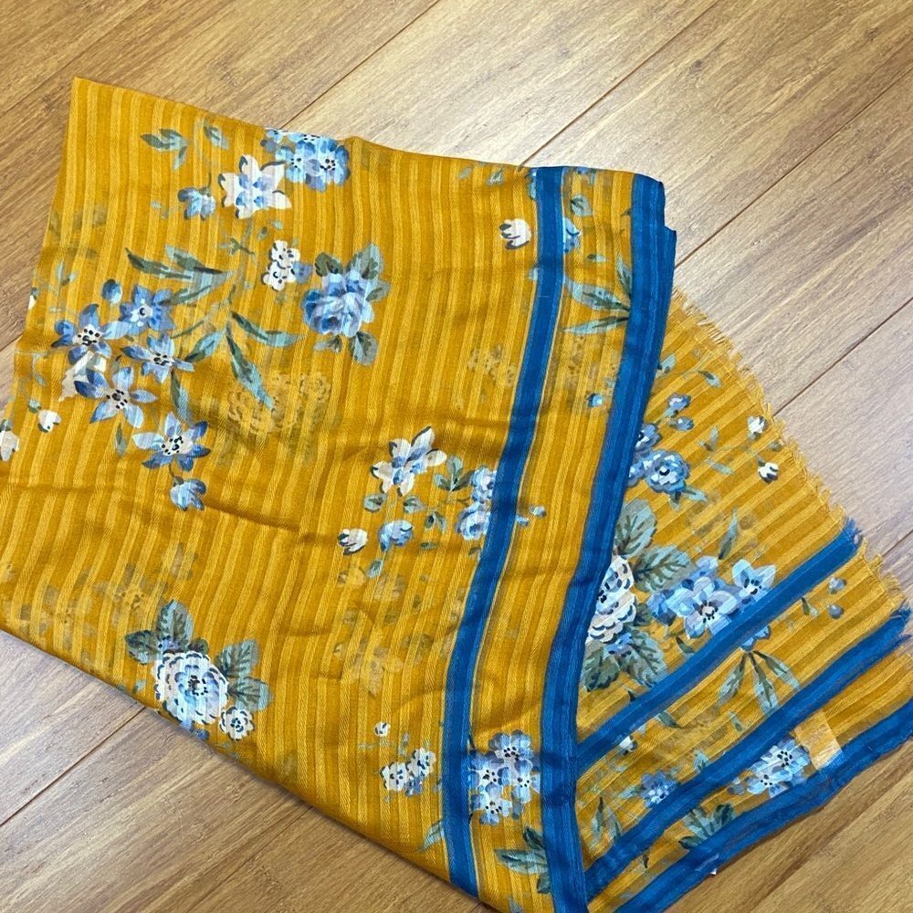 NWT Loft Floral Yellow and Blue Scarf